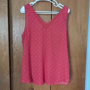 Maurices Coral Red Polka Dot V-Neck Sleeveless Camisole